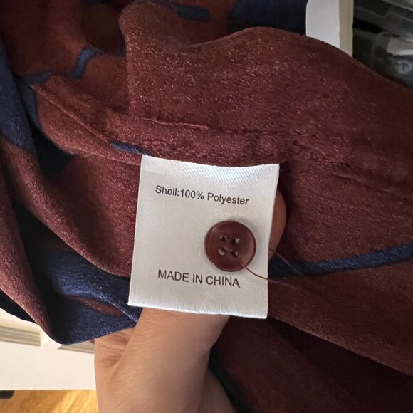 Shades of Grey by Micah Cohen purple camp collar button down with leaf print XS - Picture 4 of 4